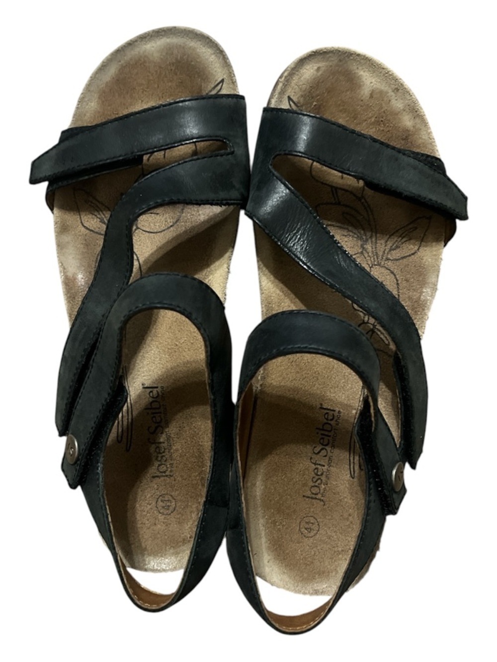 Josef Seibel Black Leather Multi-Strap Comfort Sandals made in Germany 🇩🇪